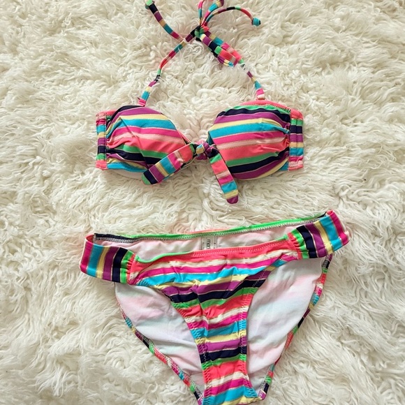 Colorful Striped Bikini Set - Picture 1 of 3